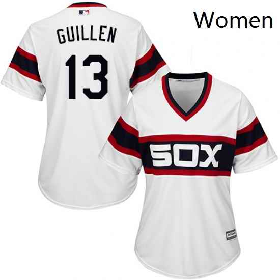 Womens Majestic Chicago White Sox 13 Ozzie Guillen Replica White 2013 Alternate Home Cool Base MLB Jersey